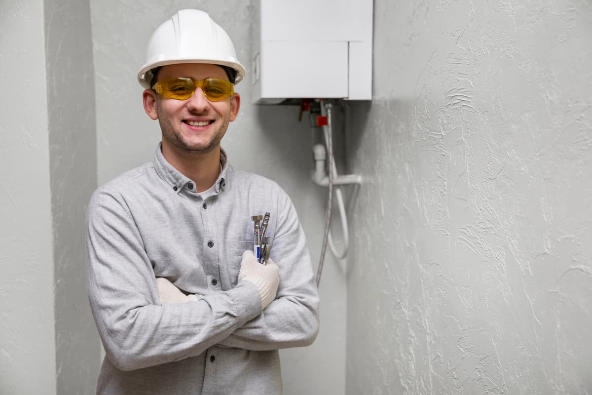 Electrician testing the electrical element of a hot water cylinder